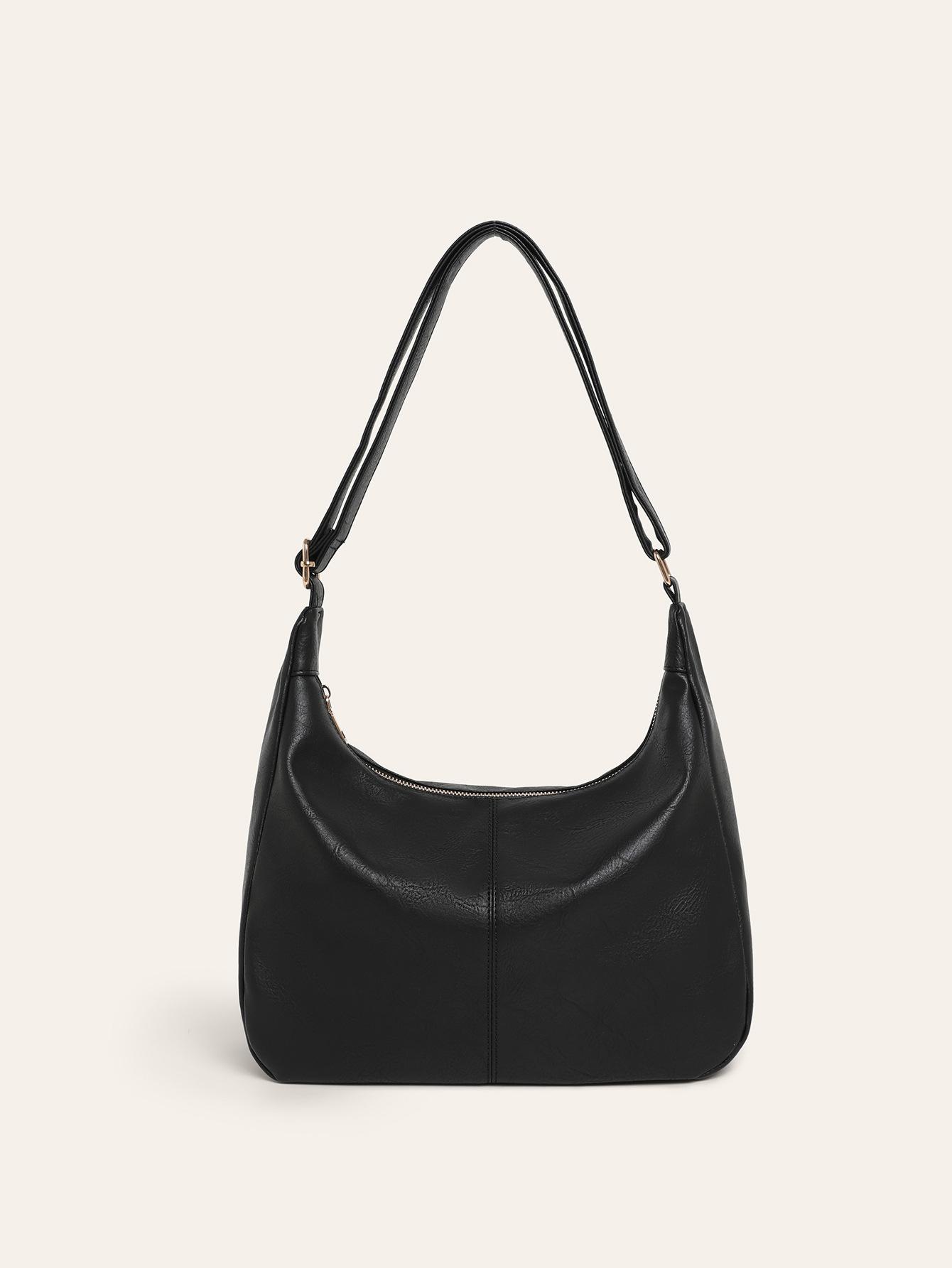 

Autumn and winter new large-capacity tote bag, simple women s bag, messenger bag, retro soft leather bag, college student commuting shoulder bag чёрный
