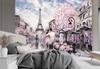 Wallpaper Couple Paris as painted Pink