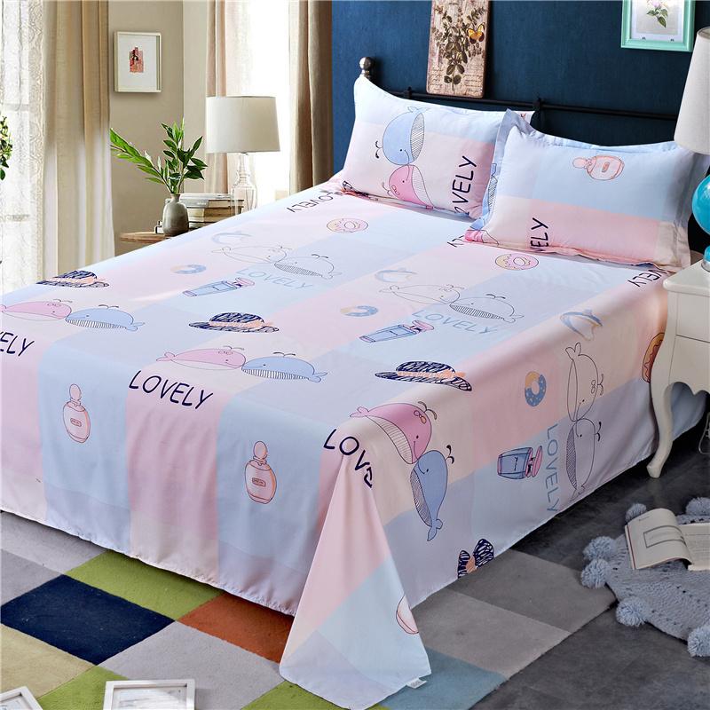 Washed Cotton Flat Sheets Summer Breathable Bedroom Bedding Mattress Cover Soft Minimalist Double Bed Sheet 180x230cm Household