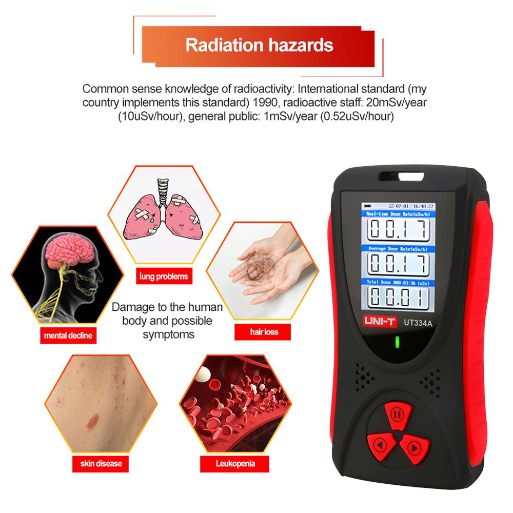 UT334A Geiger Counter Nuclear Radiation Detector Radiation Monitor X-ray Beta Gamma Detection Electromagnetic Field Meter