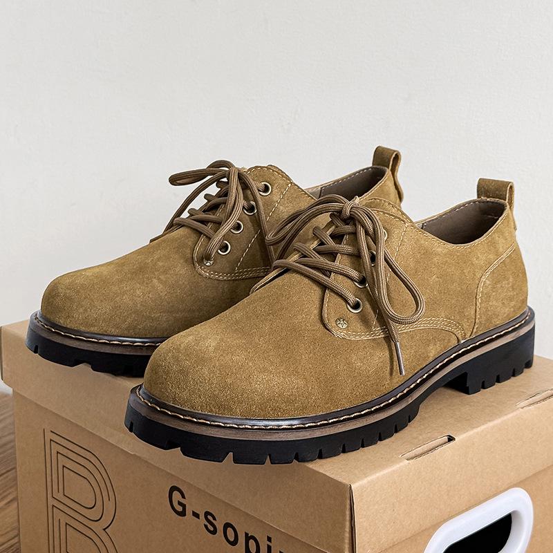 

Kangsen Мужские ботинки Мартин из коровьей замши с низким верхом - 2025 Осенний повседневный тренд 38 хаки