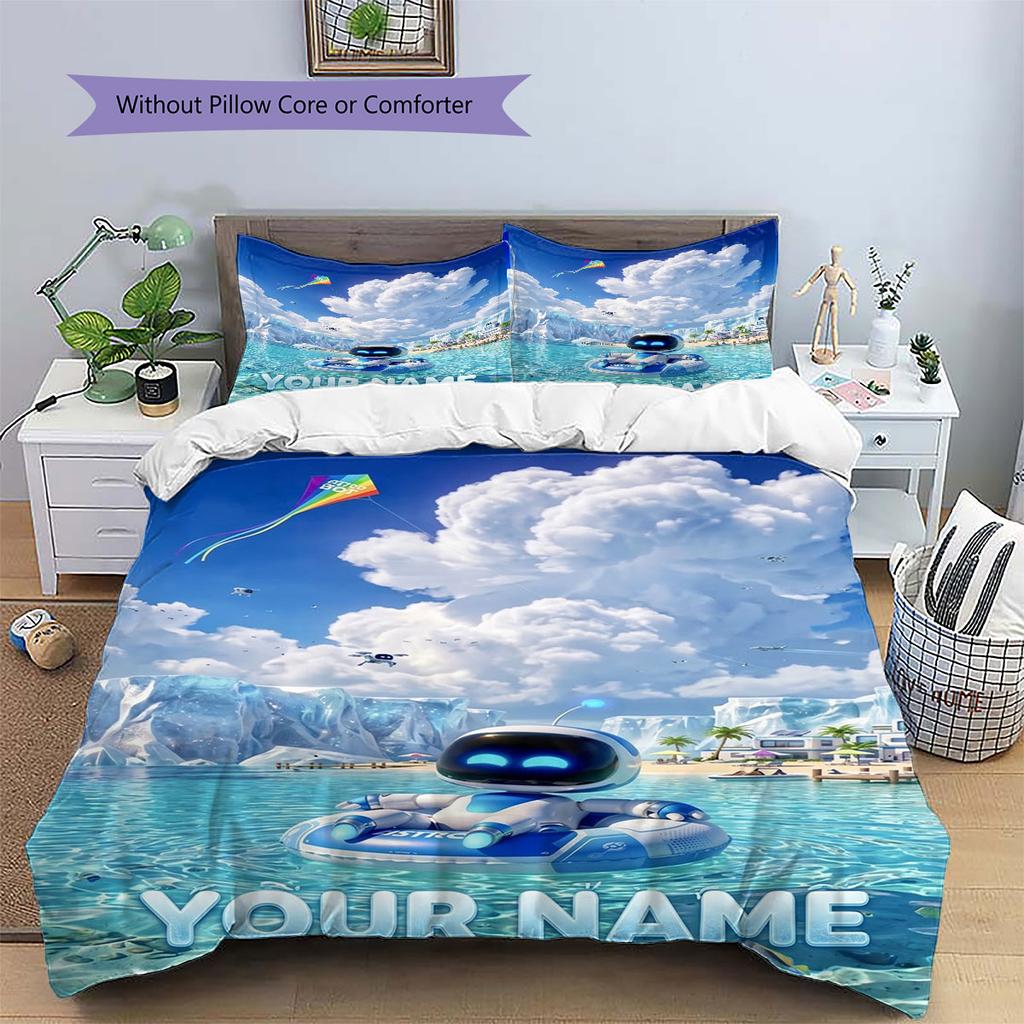 ASTRO BOT Custom Name Pattern Bedding,Quilt Set Quilt Cover Pillowcase Home Birthday Gift(1 * Duvet Cover + 2 * Pillowcase, Without Core)