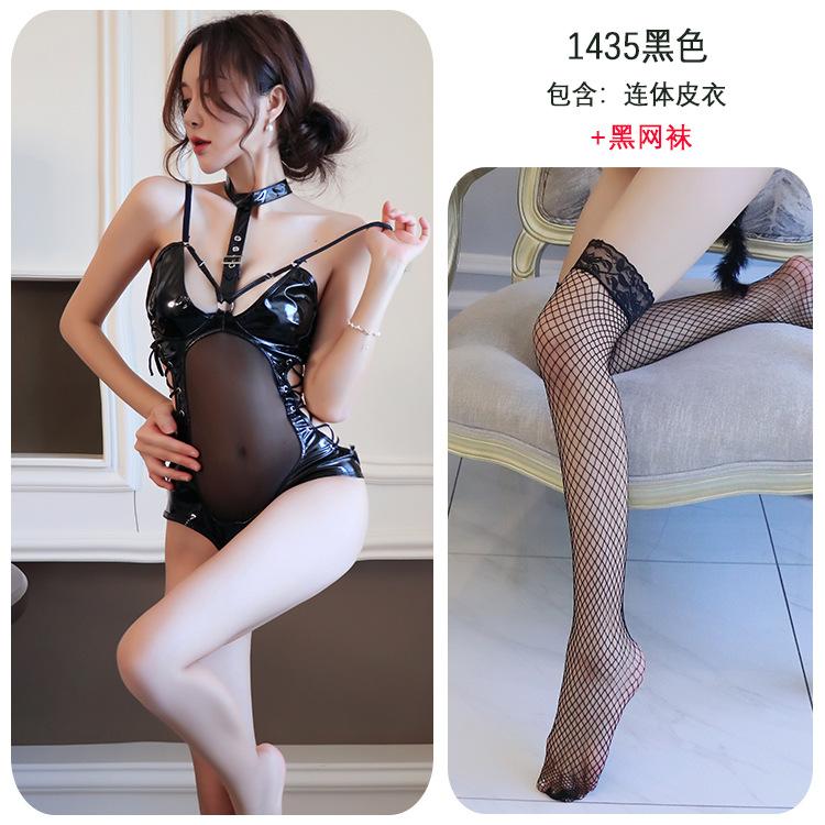 Lingerie sexy nuovi collant in pelle verniciata bondage regina uniforme sexy tentazione