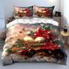 Golden Merry Christmas Design Bedding Duvet Cover Set Duvet Cover Pillowcases  (1*Duvet Cover 2*Pillowcases, without duvet insert)