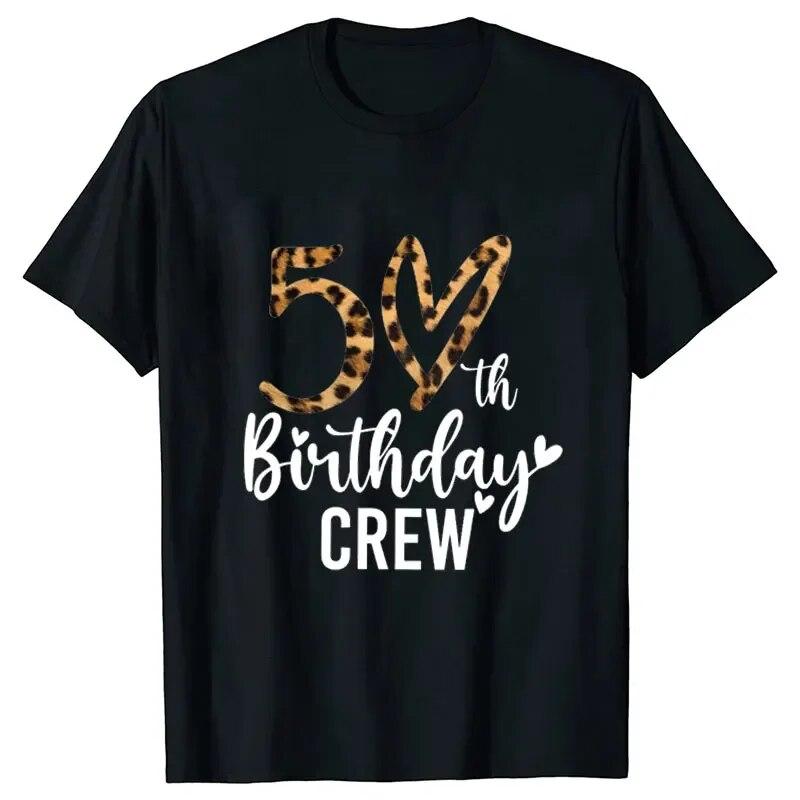 Women 50th Birthday Party T-shirts Birthday Squad Crew Tee Chapter Hello 50 Fabulous Leopard Graphic Tops Harajuku Summer Tshirt