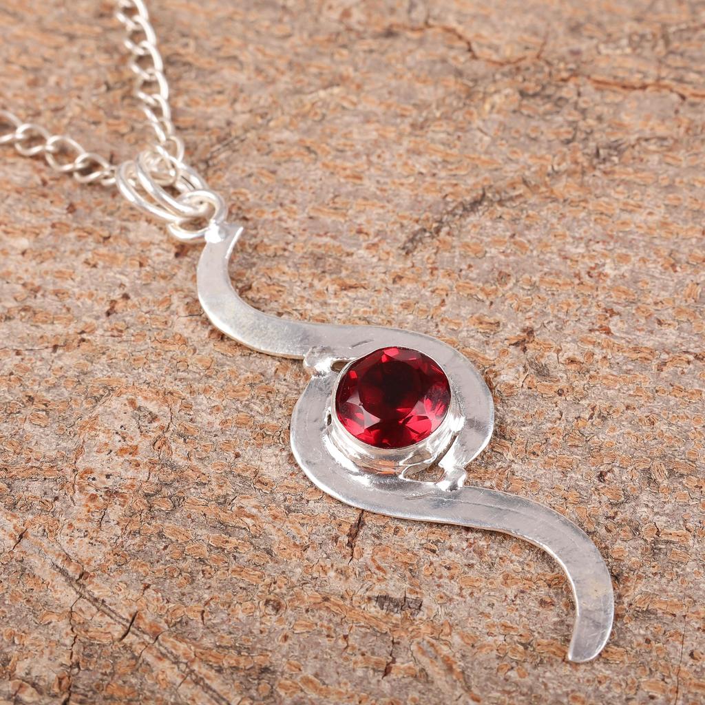 Schmuck mit rosa Rubellit-Edelstein, Anhänger aus massivem 925er Sterlingsilber, wunderschöner Silberanhänger, handgefertigter Heilanhänger für Damen