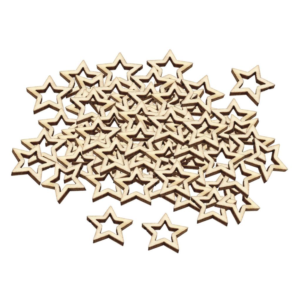 100 Hollow Wood Stars, Versatile Cutouts And Decorations for Year-round Celebrations Christmas