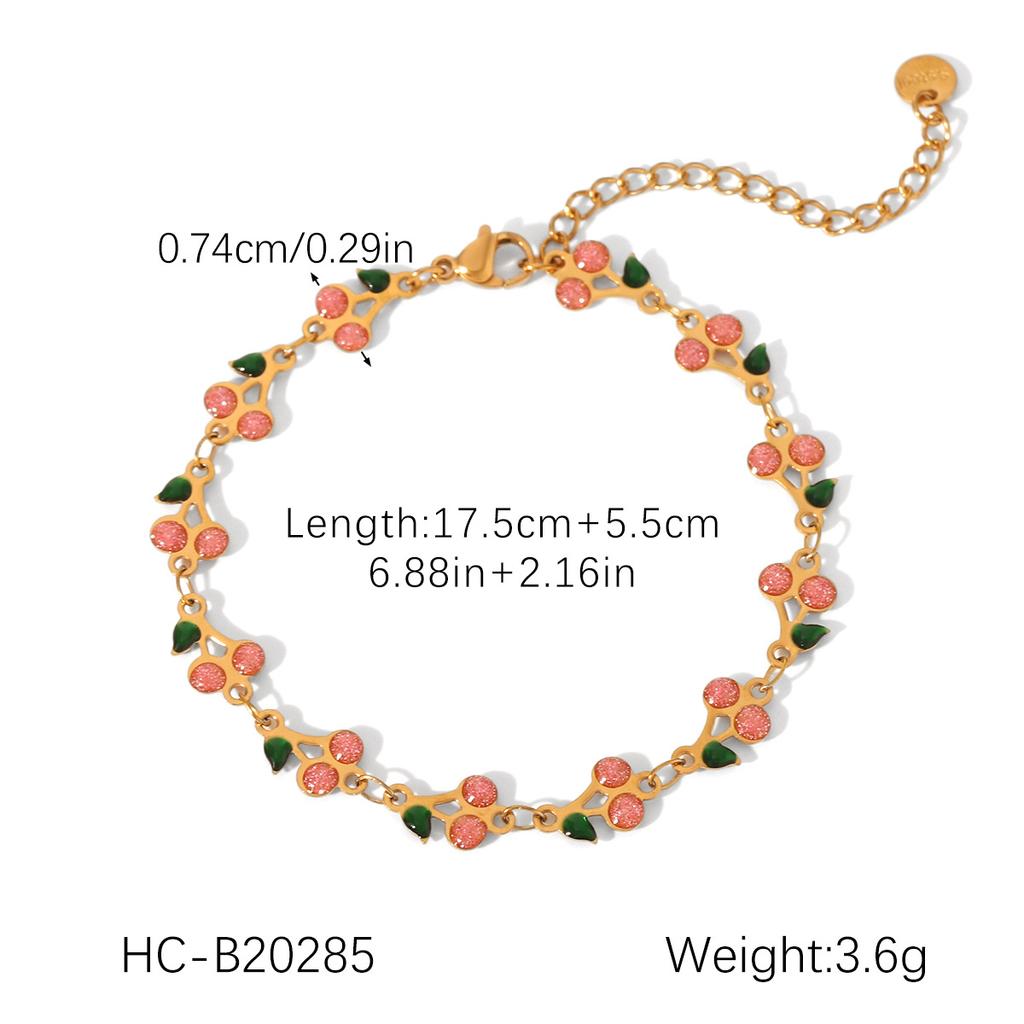 Cherry elastic chain bracelet, light luxury niche design titanium steel bangle, fruit jewelry