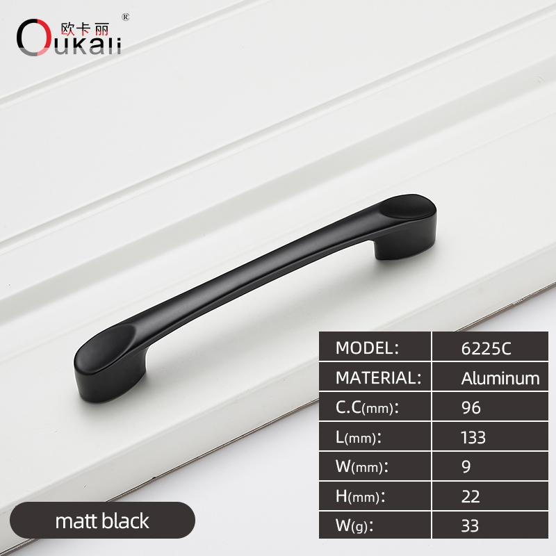 128mm Home Hotel Italian Aluminium Alloy Black Color Furniture Handles Drawer Kitchen Cabinet Bookcase Hardware Cabinet Pulls
