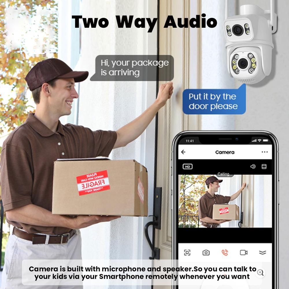 8MP 4K PTZ Wifi-kamera Dubbla linser Dubbel skärm AI-detektering av människor Automatisk spårning Trådlös Utomhusövervakning Säkerhetskamera iCSee