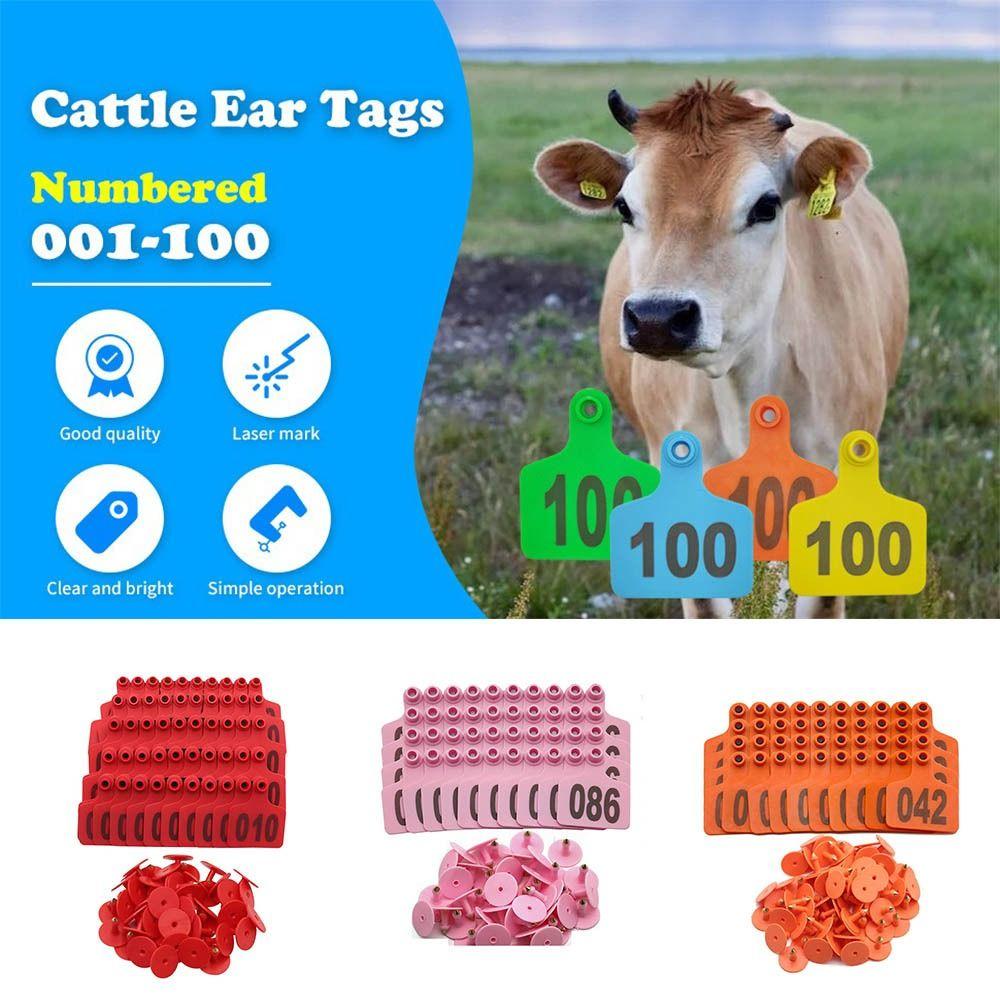 100Pcs Farm Equipment Cow Ear Tag Card 001-100 Numbers Pig Sheep Ear Sign Cattle Ear Marker  Cow