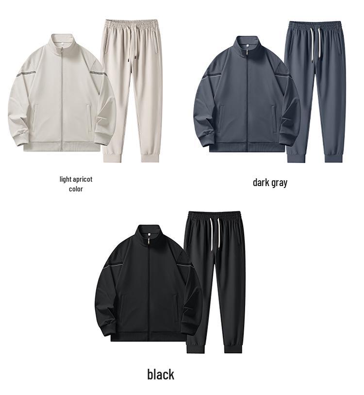 Men's Spring/Autumn Stand-Up Collar Sports Suit: Long Sleeve Running Top & Tapered Leg Pants