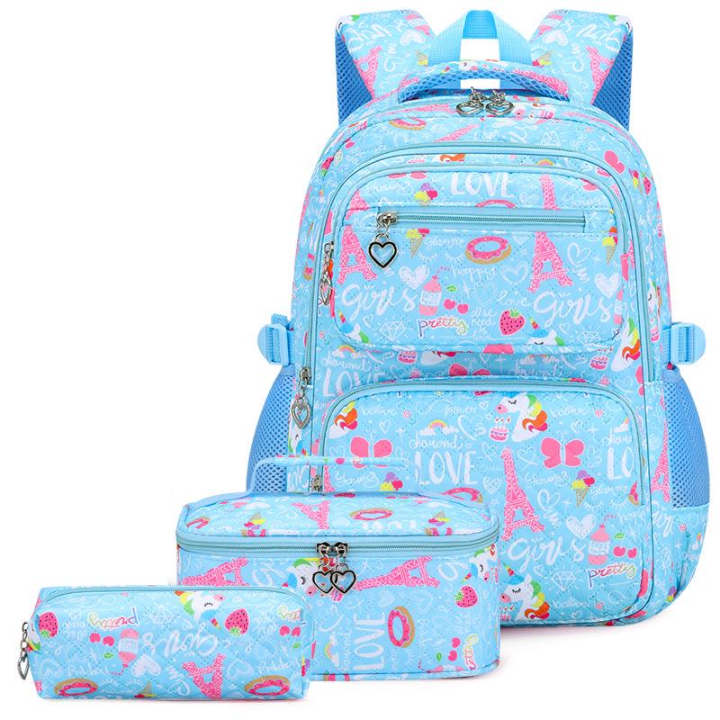 Trendigt 3-delat skolryggsäckset för flickor - Söt campusstil