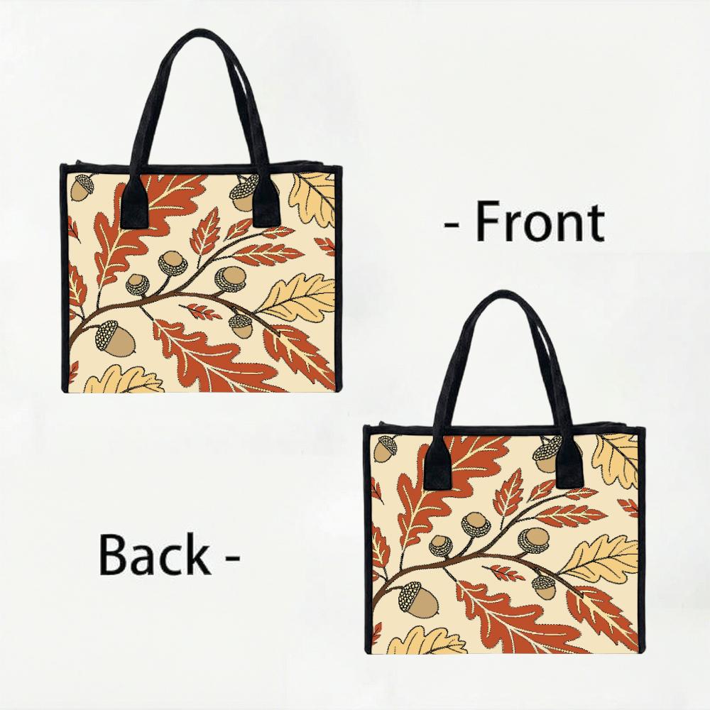 Autumn Oak Leaf Acorn Printed Casual Tote Bag for Daily Commute