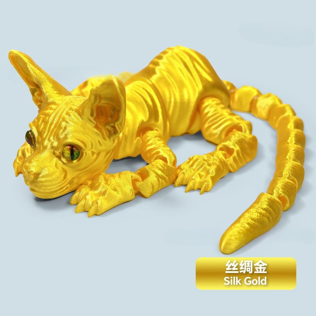 

3D Printed Sphynx Cat Simulated Animals Hairless Cat Figurine Adorable Articulated Fidget Toy Home Decorative ornaments gifts 27.5cm