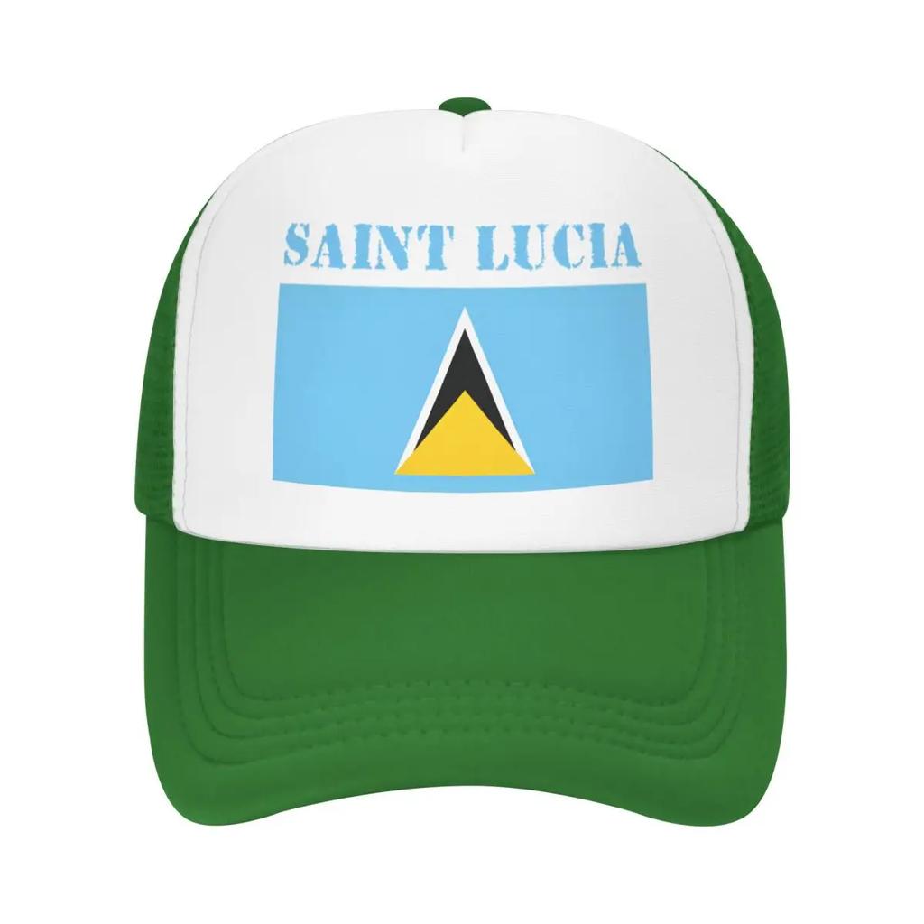 Custom Saint Lucia Flag Baseball Cap for Unisex Women Personalized Adjustable Trucker Hat Outdoor Snapback Dad Hats
