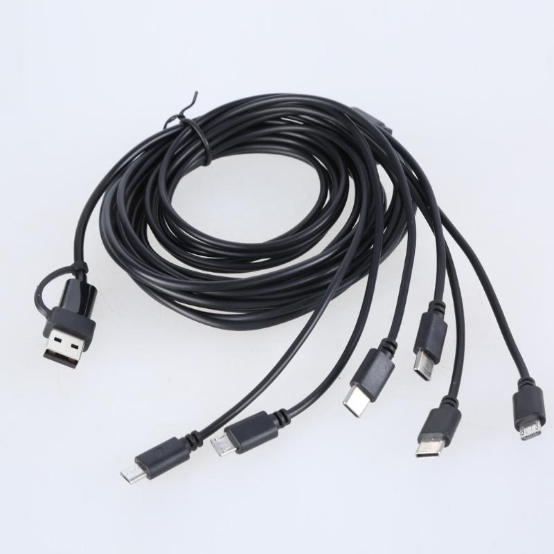 Multi Charging Cable 6Port USB Charging Cord with Type C and USB Connectors for Electronics 150cm/50cm Length