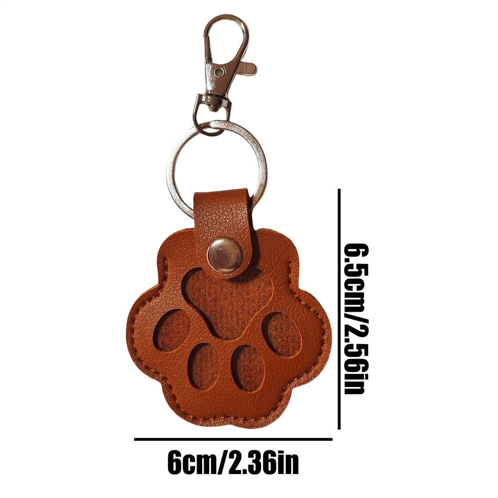 

Cat paw shape leather keychain pendant cat dog hair collector keychain jewelry memorial storage pet Keychains Hair Collector коричневый