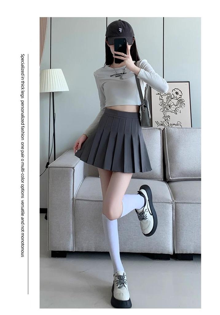 Women's Summer High-Waisted Pleated A-Line Skirt - Slimming, College Style, Anti-Exposure