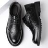 FashionSpring and Autumn New Round Head British Style Platform Shoes for Men Fashion Casual Leather Men's Dress Shoes