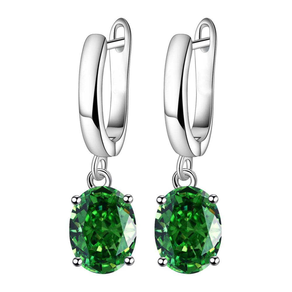 Ebay Oval Zircon Set Women'S Versatile Egg Shaped Colored Imitation Gemstone Ring Crystal Pendant Necklace