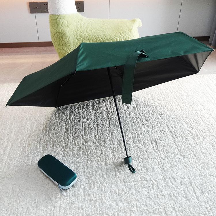 Custom Logo Mini Pocket Umbrella with UV Protection and Black Glue Six-Fold Design