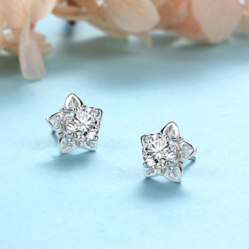 

Ювелирные изделия Пятиконечная звезда Серьги-пусеты с бриллиантами Серебряная игла Корейский стиль Серьги-пусеты для козелка