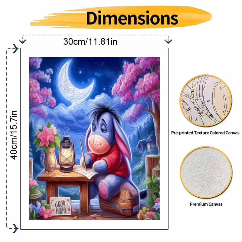 Disney Eeyore Painting Kit Home Decor Craft Perfect Gift Idea Art Supplies for Adults Dreamy Night Scene for Home Art Decoration