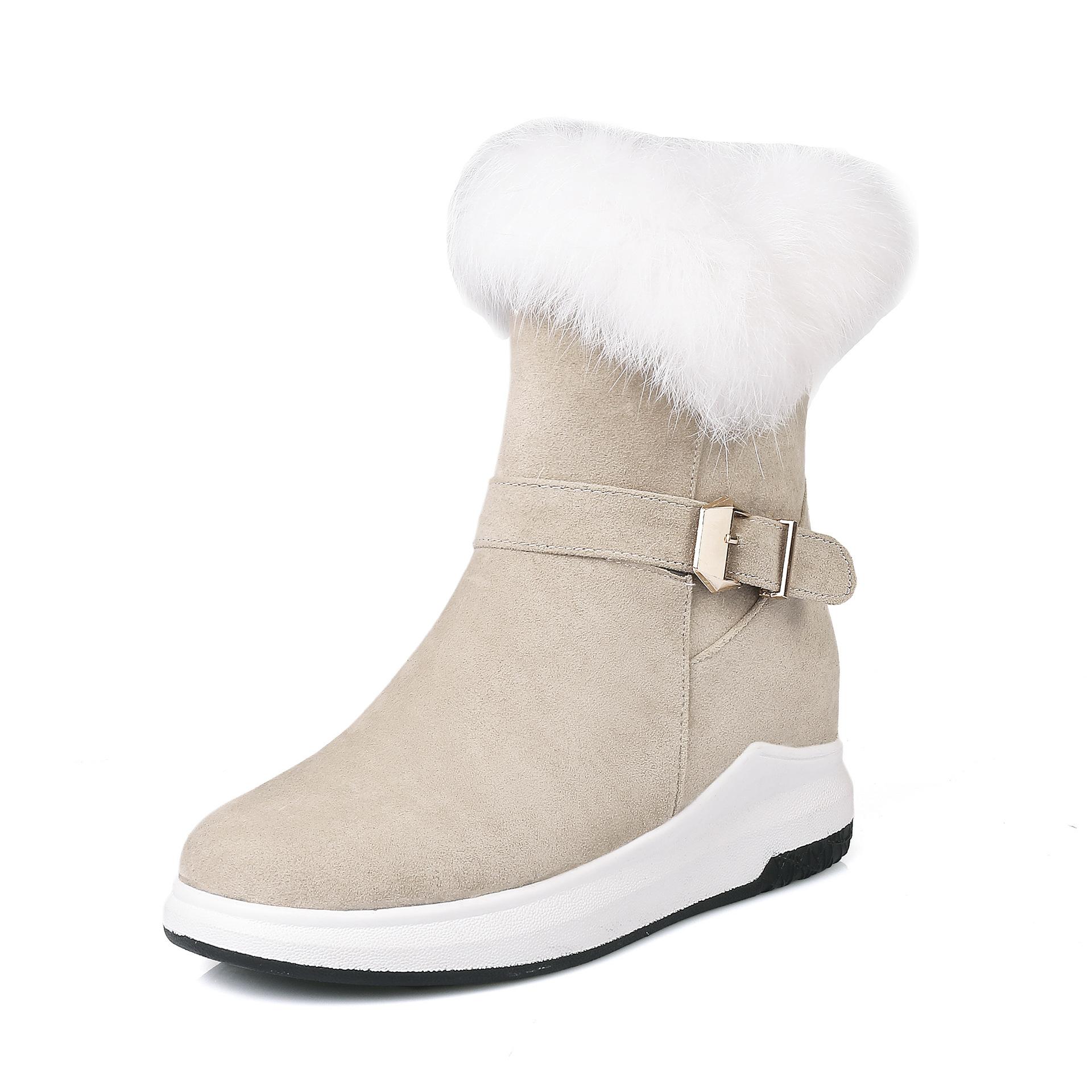 

Women Boots Women s Winter Boots Shoes Woman Vintage Buckle Female Snow Boots Faux Fur Platform Ankle Boots for Women WSH3686 34 бежевый
