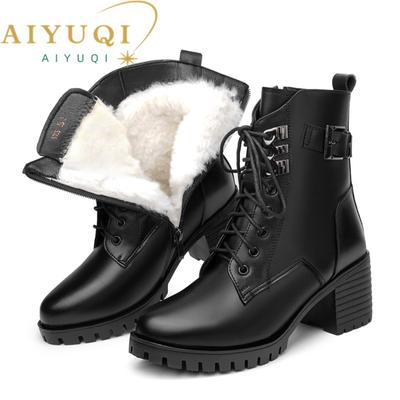 Stivaletti Donna Vera Pelle Lana Caldi Stivali Invernali Donna Taglia Grande Antiscivolo Stivali da Neve Donna
