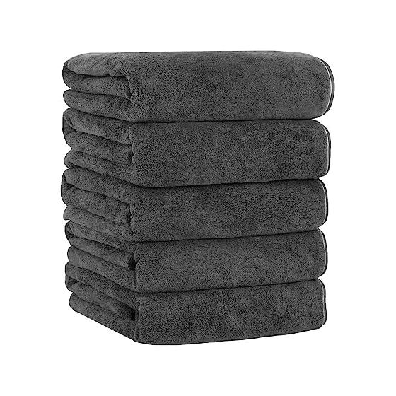 Bath Towel, Microfiber Towel, Set of 5, Towel, 60*120cm, Fluffy, Smooth, Fast Absorption, Quick Drying, Home Use, Gift (60*120cm, Black)