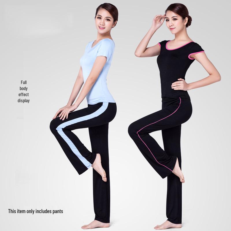 Dámské letní modální taneční kalhoty s rovnými nohavicemi - Zeštíhlující fitness uniforma pro shuffle dance a aerobik