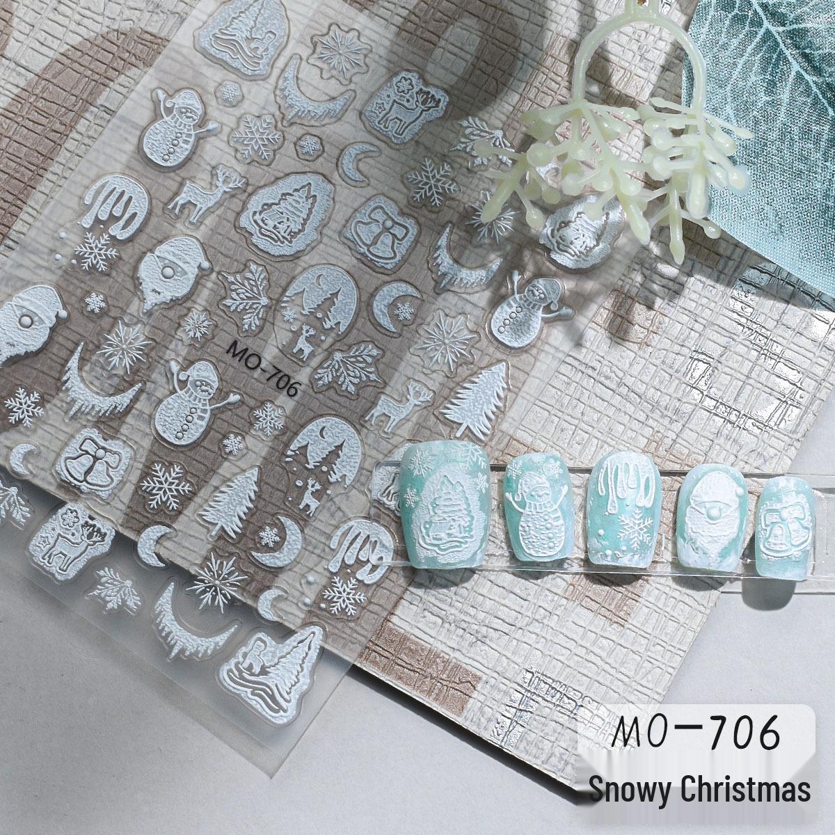 New Winter Snowflake & Christmas Tree Nail Art Stickers: Embossed Holiday Snow Scene & Wreath Designs