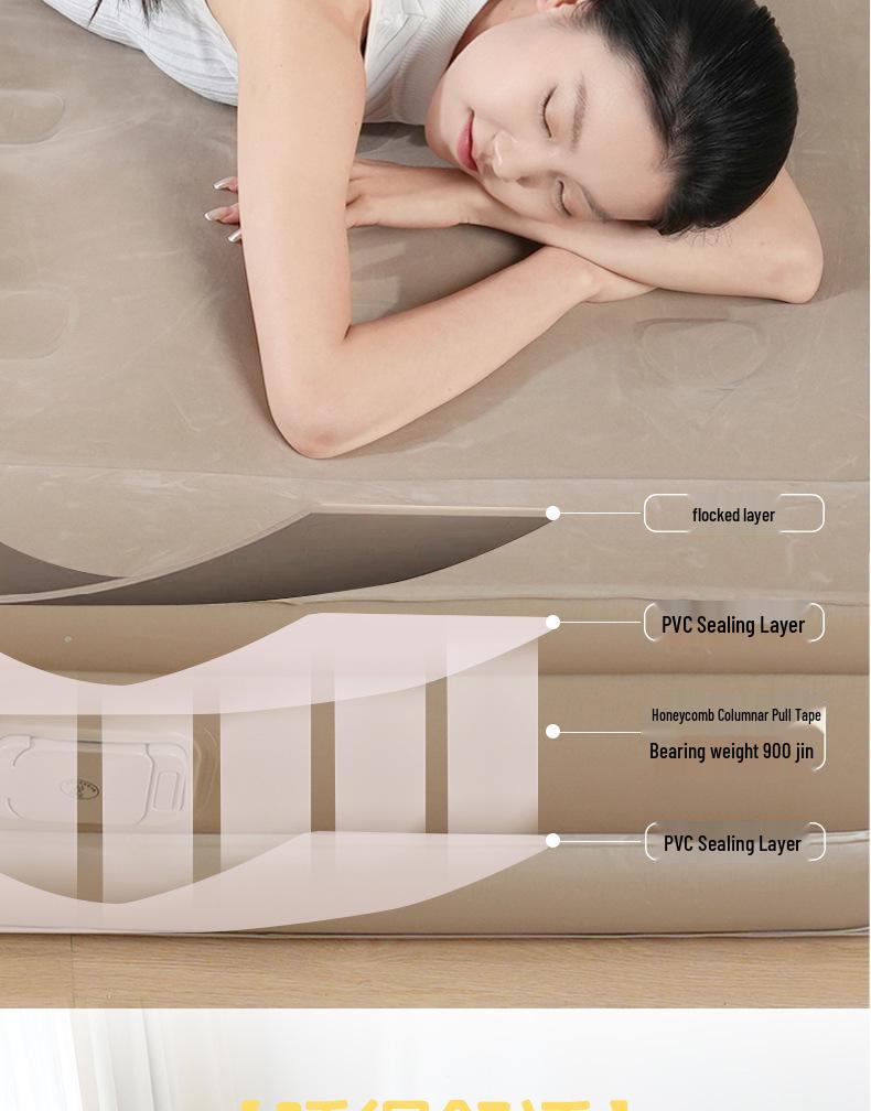 New Home & Outdoor Double Air Mattress - Thickened PVC Foldable Bed for Lunch Break