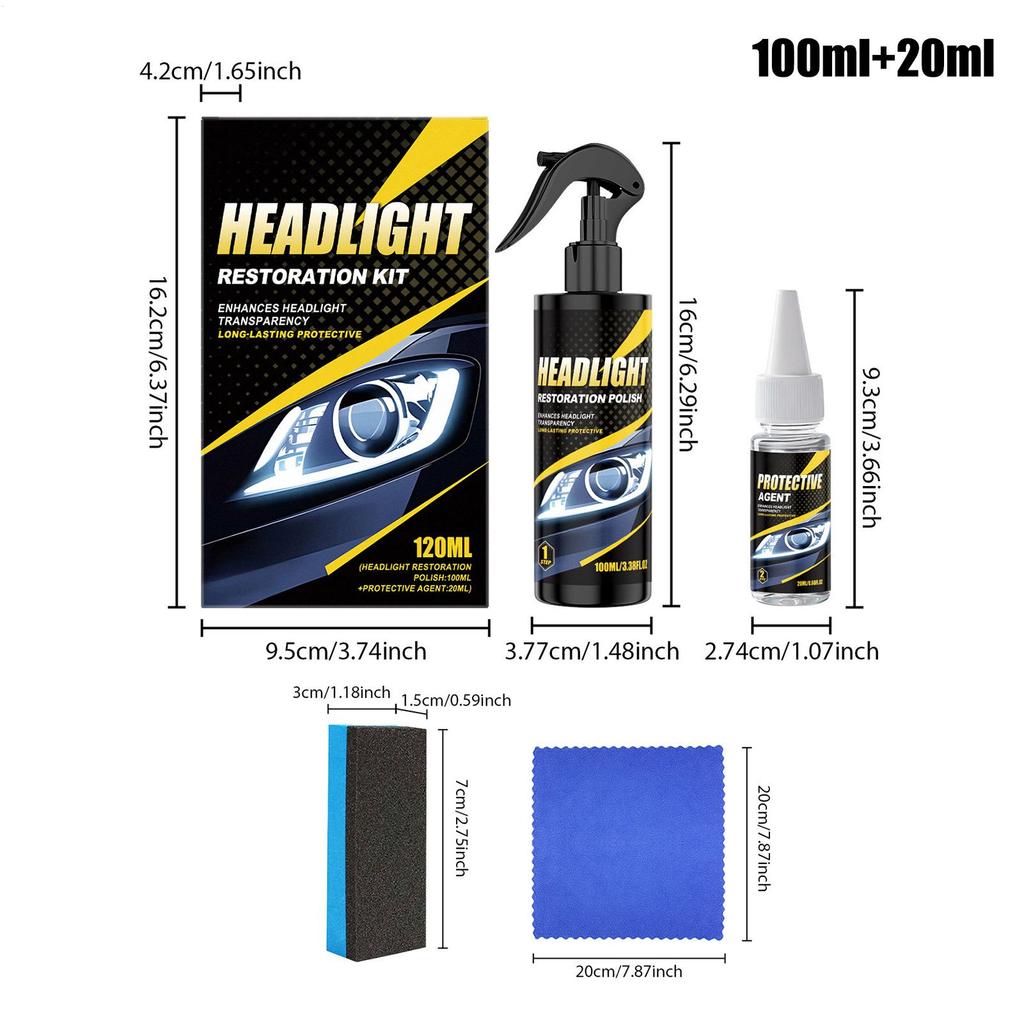 Car Headlight Cleaner Multifunctional Automotive Polishing Agent with Sponge Headlight Washer Kit for Vehicle Detailing
