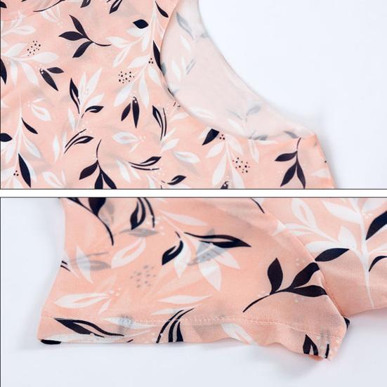 Kvinners Sommer Chiffon Flytende Maxi Kjole Casual A-linje Kort Erm Crew Neck Lang Kjole Blomstret Boho Strand Sommerkjole