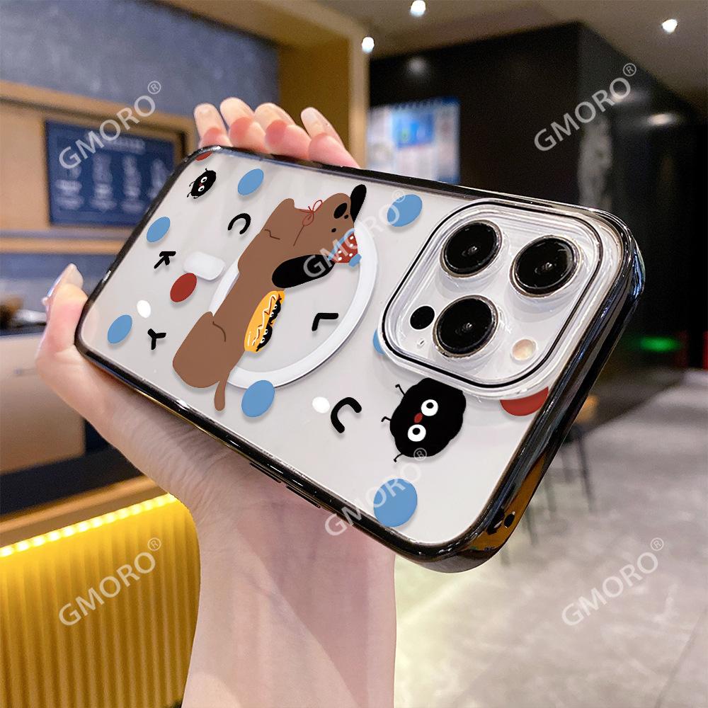 Japanese and Korean ins cartoon sausage puppy suitable for Apple 17pm cute mobile phone case 16/15 transparent magnetic protective case
