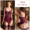 Sexy Pajamas Deep V Gathering Plus Steel Rim Chest Pad Perspective Mesh Large Size Nightdress Suit