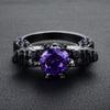 New Style Black Gold Color Red Stone Fashion Ring Unisex Jewelry Couple Wedding Ring Inlaid Red Purple Stone Punk Drop Shipping
