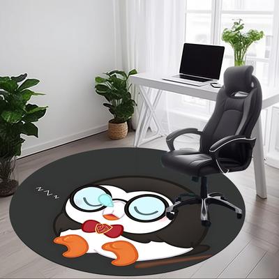1pc Penguin Sleep Office Round Area Rug, Under Office Chairs Bedroom Living Room Home Decor, Room Deco, Available In Various Sizes
