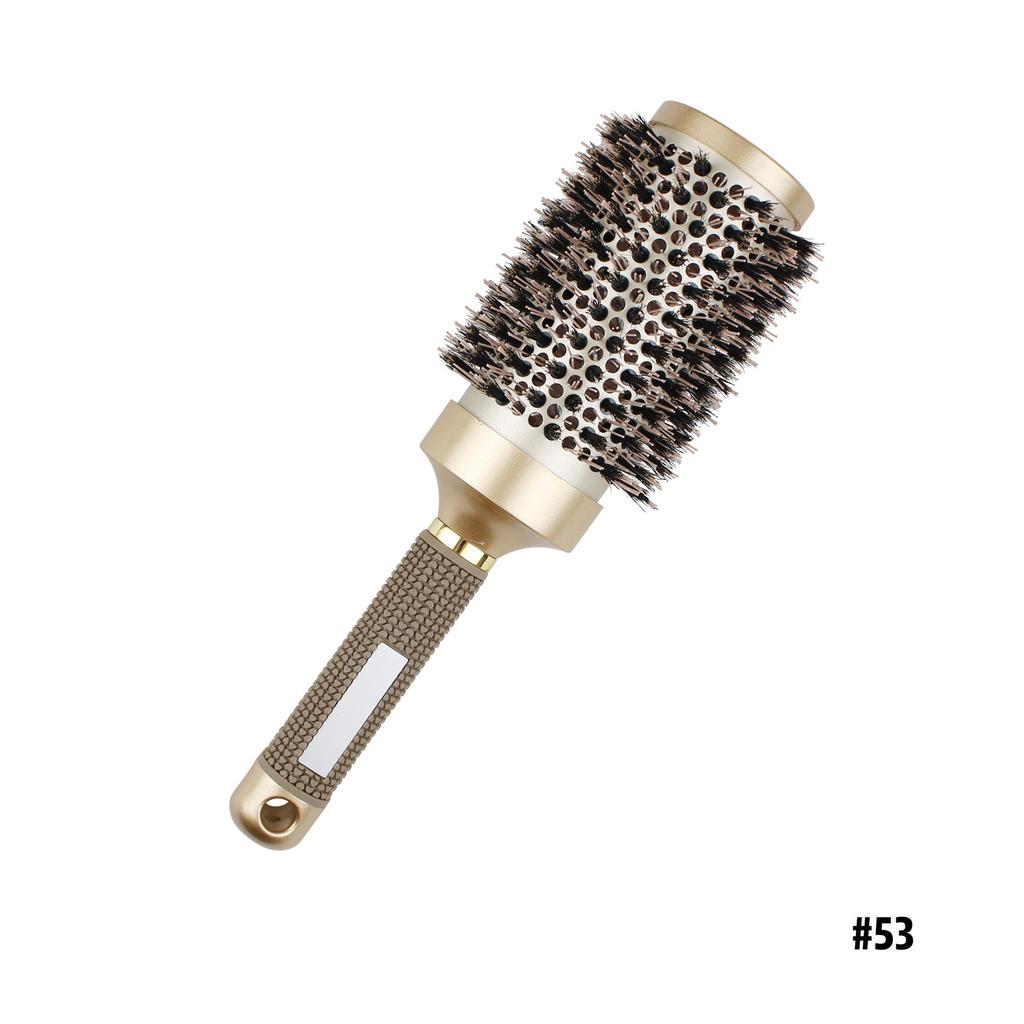 Nylon Roller Brush - Gold Non-Slip Handle, Curl Defining Barrel - Salon Home Styling  Hair Tools Curly Hair Products Barber Comb