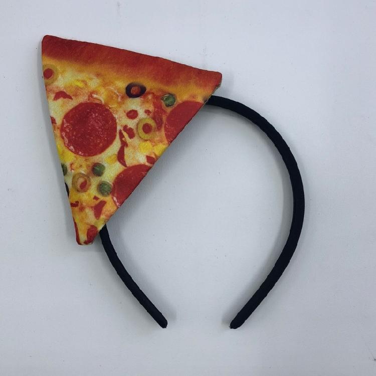 Fascia per Capelli a Forma di Testa di Pizza Novità Cosplay Fascia Peluche Festa di Halloween Regalo di Natale