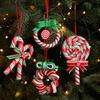 Drop Ornaments Realistic Christmas Pendant Lollipop Decoration Soft Ceramic Candy Cane Ornament For Christmas Tree Xmas Holiday