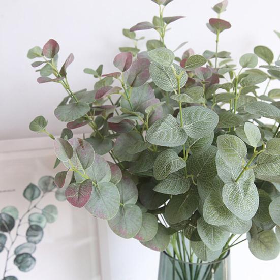 1 szt. Sztuczne liście roślin eukaliptusowy ogród DIY strona główna dekoracje ślubne rękodzieło