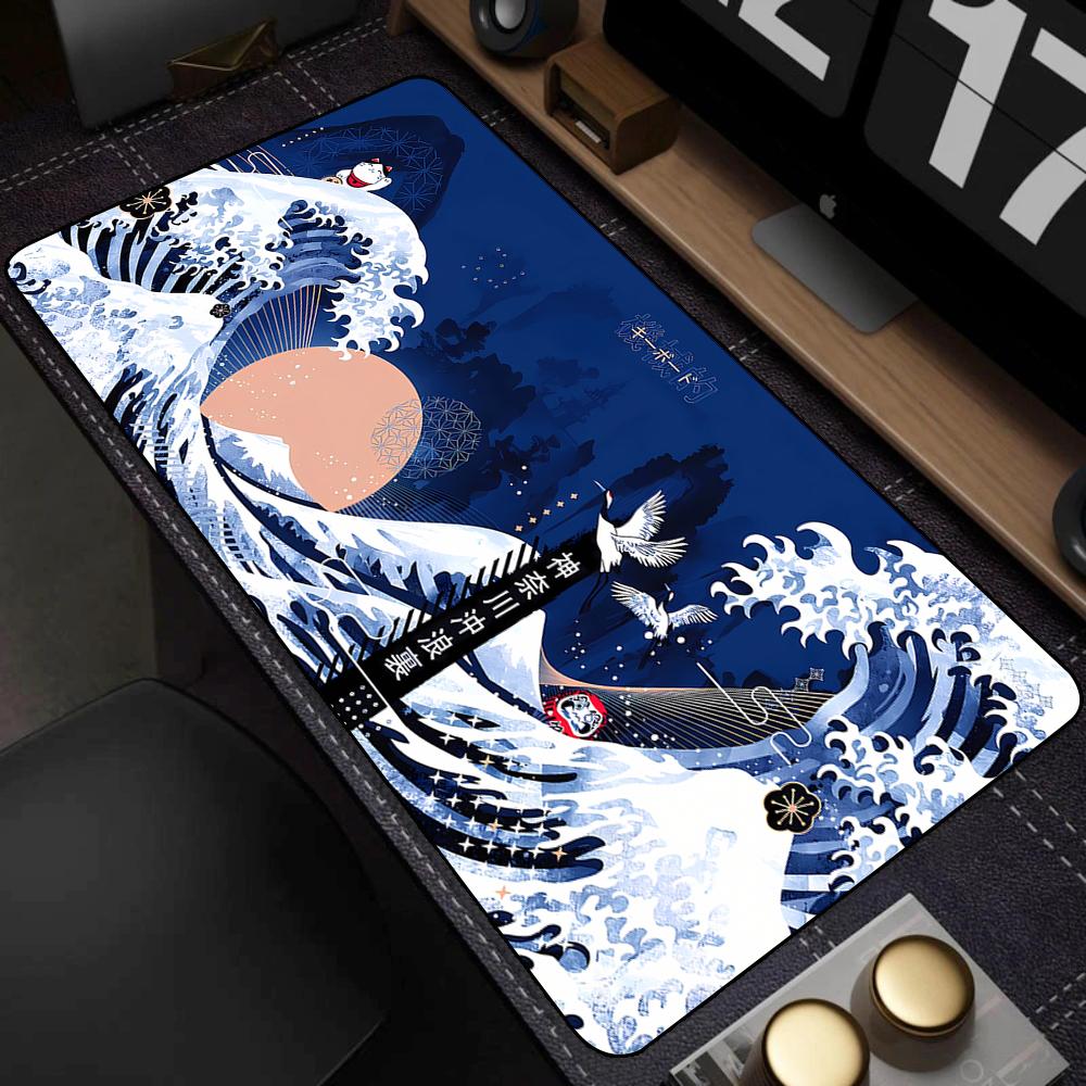 Pad NonSlip Carpet Natural Rubber Big Mouse Mats x Mouse Pad Gamer Black Great Wave Art Mousepad XXL Mechanical Keyboard
