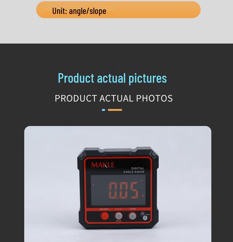 High-Precision Digital Inclinometer with Strong Magnetic Base and Angle Measurement
