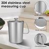 Stainless Steel Milk Frothing Jug With Handle and Lid Rust Proof Large Mouth Metal Graduated Beaker With Clear Marking for Home