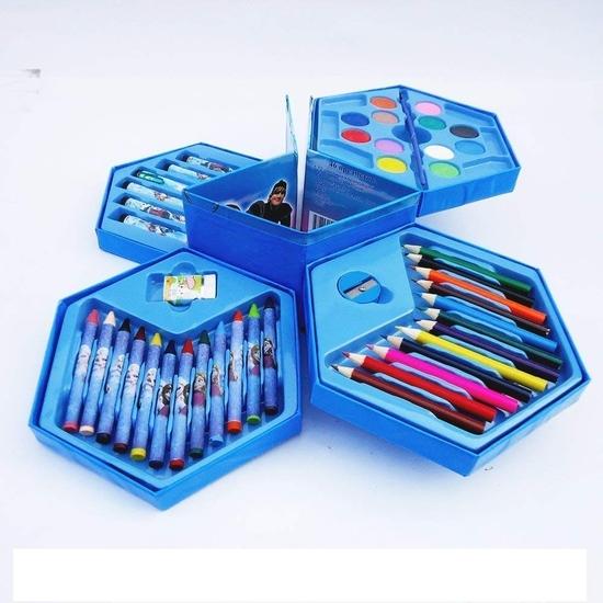 ARTH VENTURES Kunstset, Farbkasten, Buntstifte, Wachsmalstifte, Wasserfarbe, Skizzenstifte Set mit 46 Teilen für Kinder