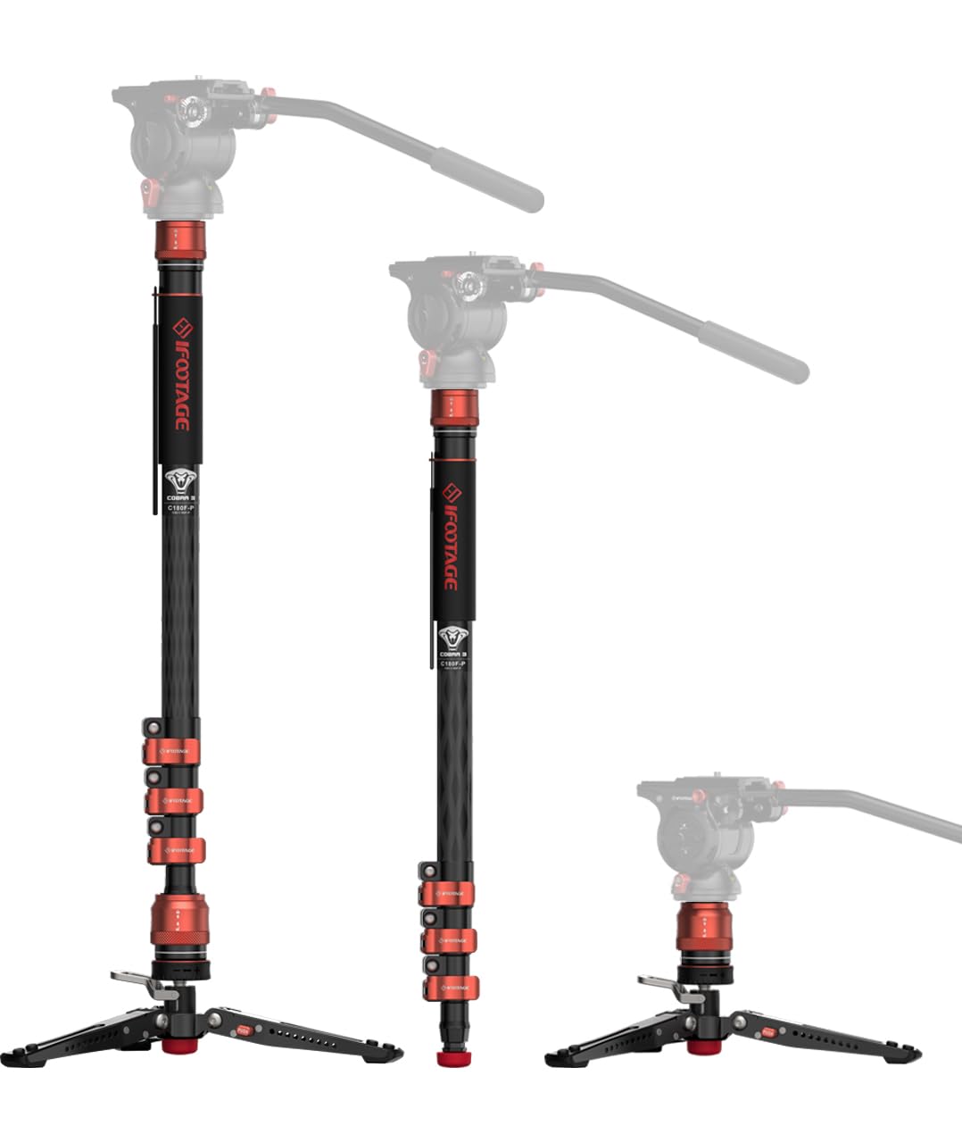 

Монопод для камеры IFOOTAGE Cobra 3 с камерой 180 см, профессиональный монопод из углеродного волокна для путешествий с полезной нагрузкой 8 кг, педаль C180F-P, монопод, ножки,