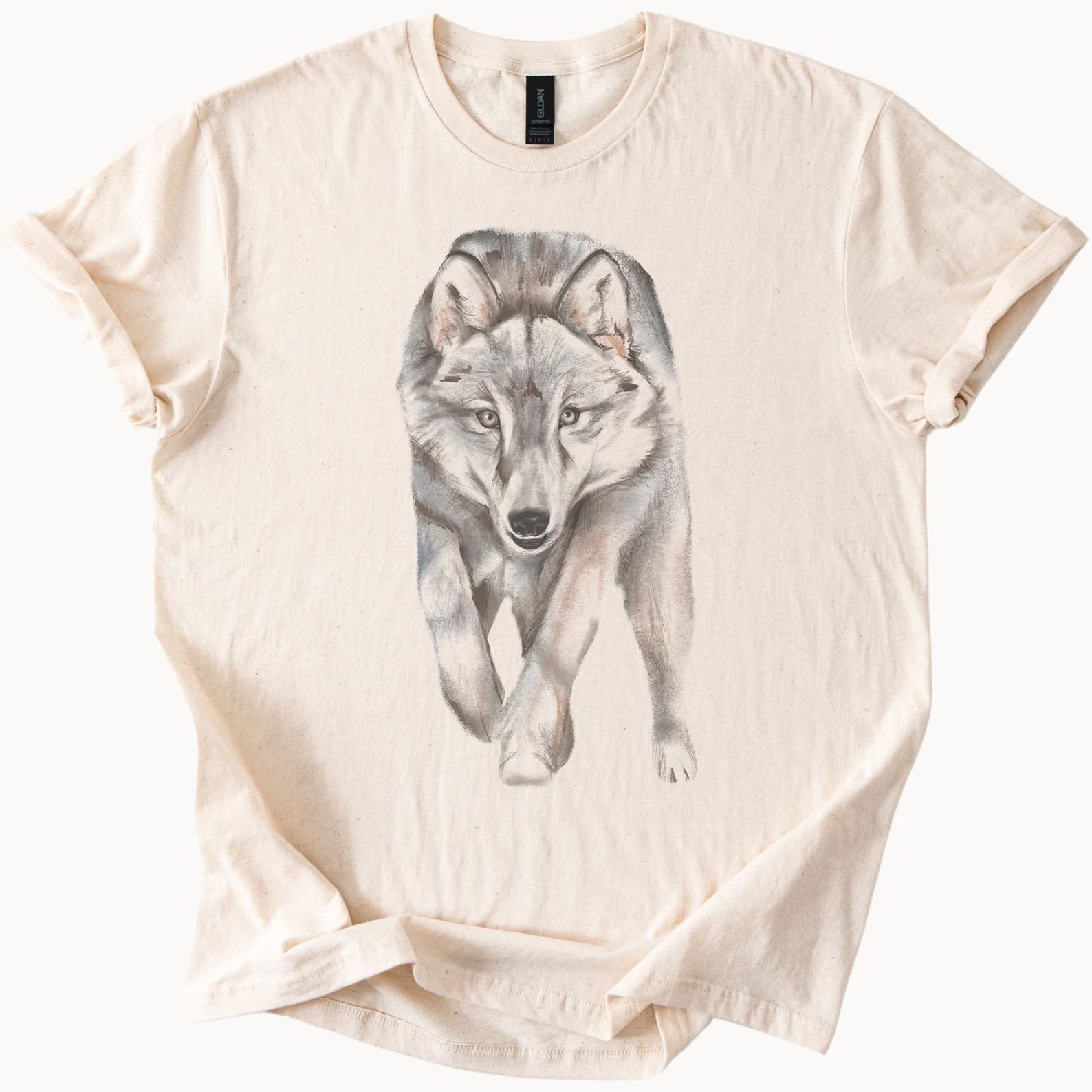 Wolf animal graphic shirt running realistic wild grey wolf print nature wildlife tee animal lover gift cool outdoor t shirt 100